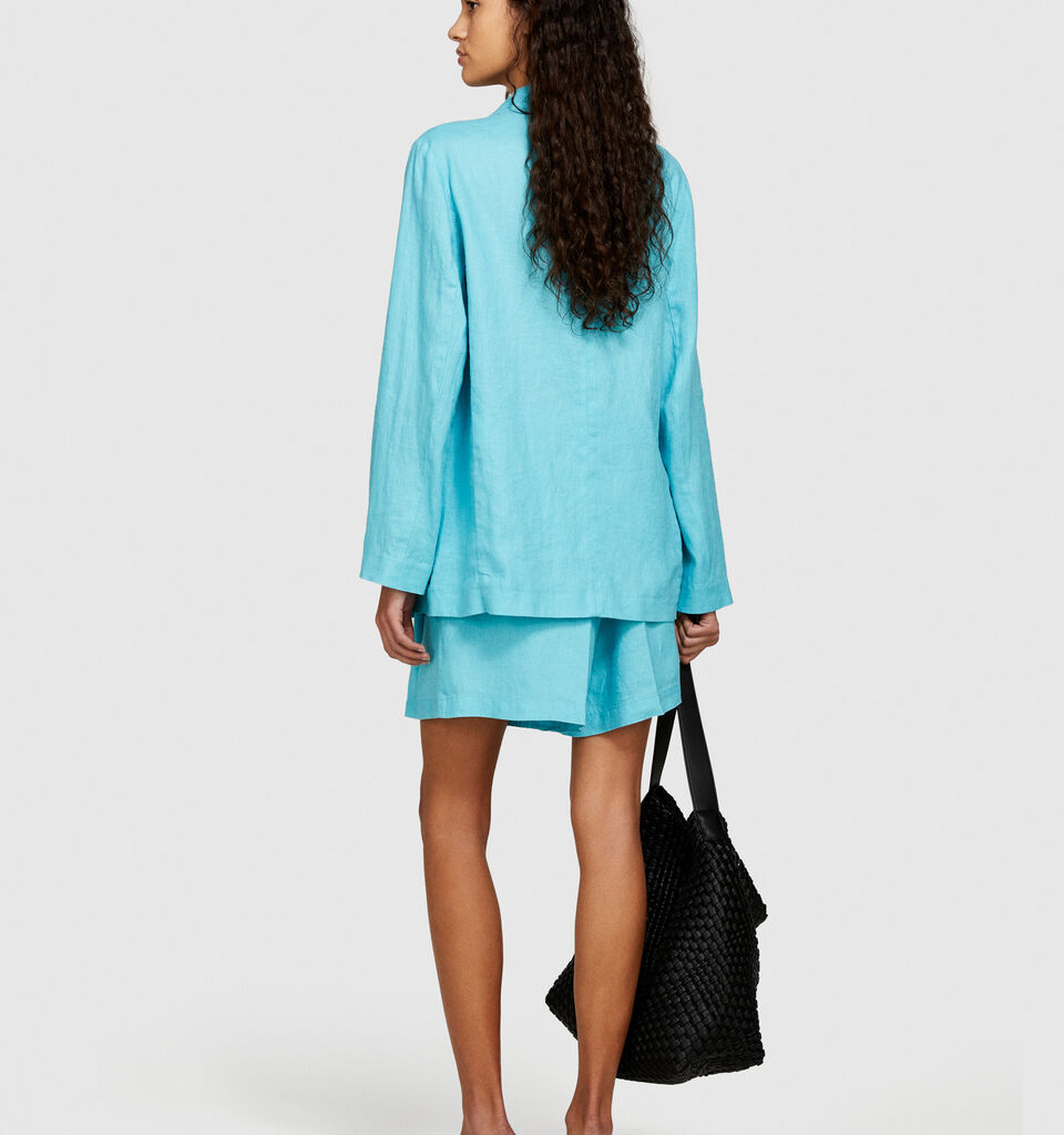 100% linen blazer - women's blazers - Turquoise | Sisley image number 3